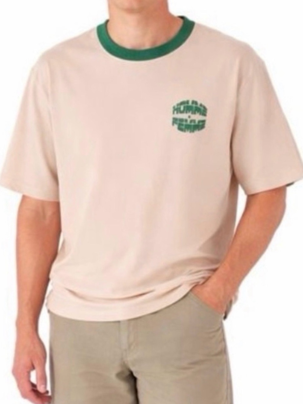 Homme + Femme Logo T-shirt Size  M Tan/Green NWOT